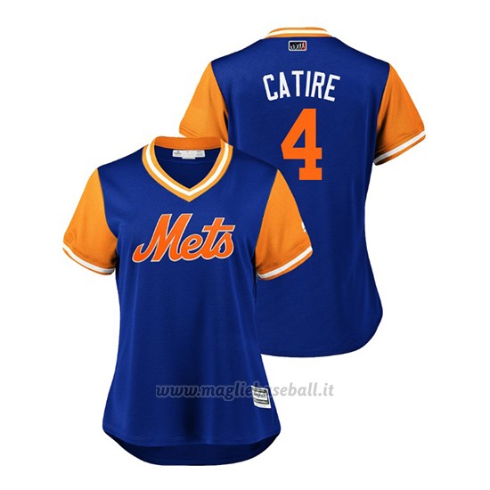 Maglia Baseball Donna New York Mets Wilmer Flores 2018 Llws Players Weekend Catire Royal